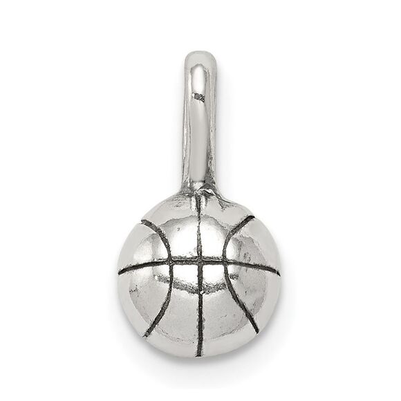 Sterling Silver 7mm Antiqued 3D Basketball Charm